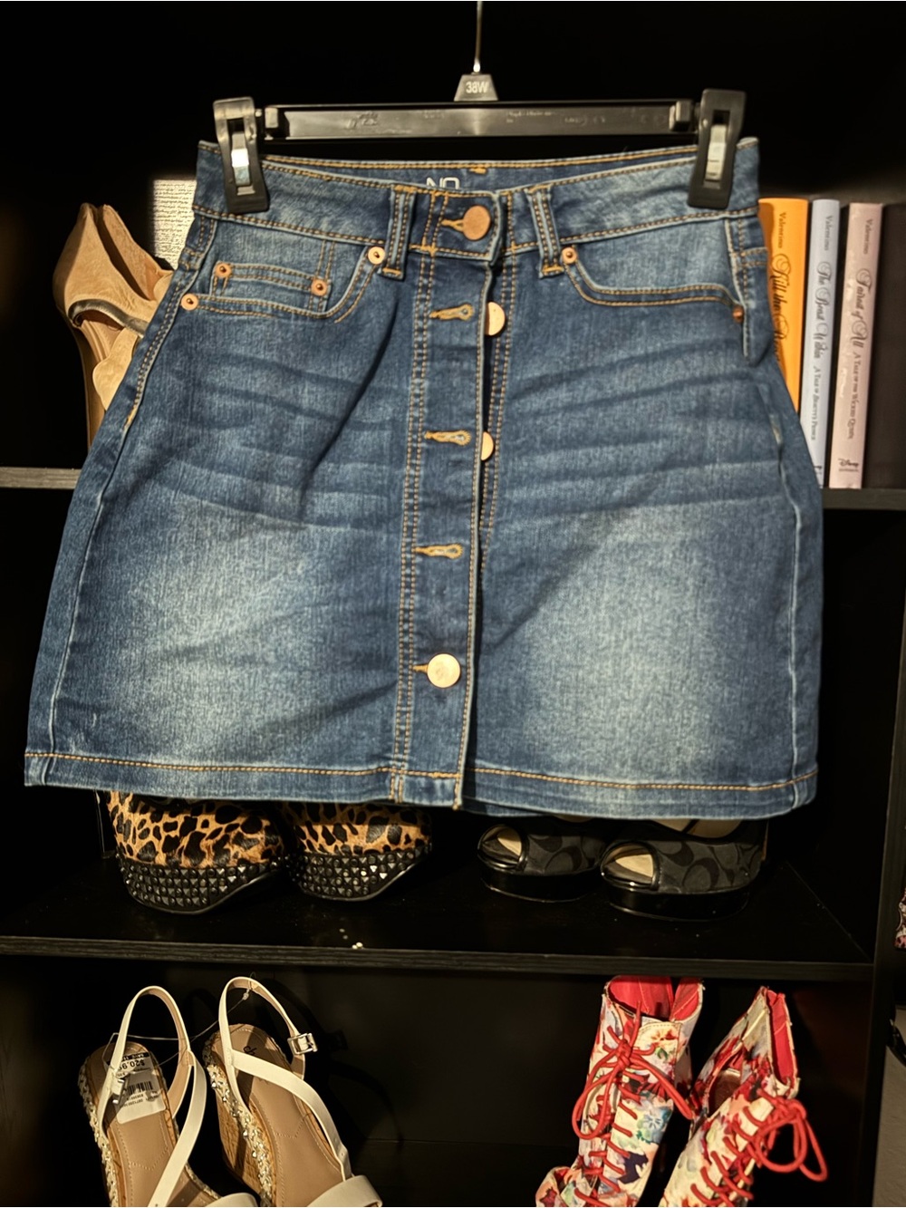 NOBO Blue Button-Front Denim Mini Skirt